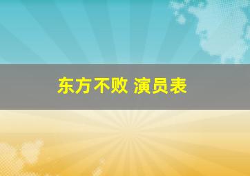 东方不败 演员表